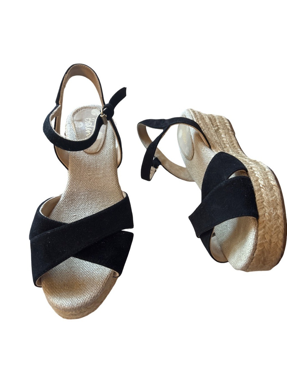 Boden Suede Espadrille Wedges Black 8-8.5